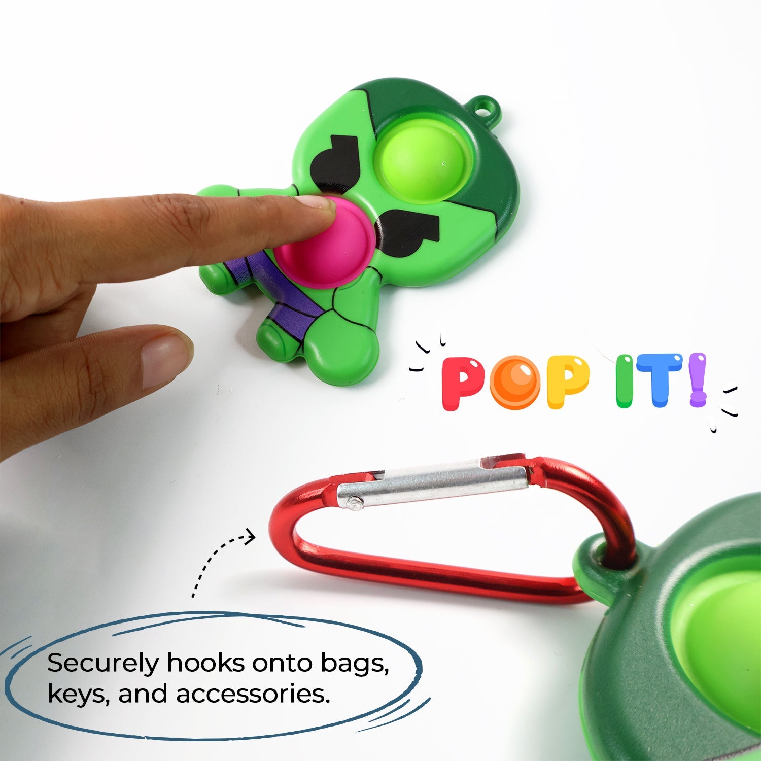 Silicone Pop It Fidget Toy with Keychain Clip (1 Pc) Silicone Pop It Fidget Toy with Keychain Clip (1 Pc)
